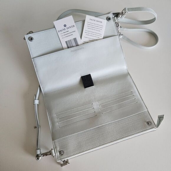 NEW Dagne Dover | Essentials Clutch Wallet Women Crossbody Pastel Blue Silver - Picture 5 of 7